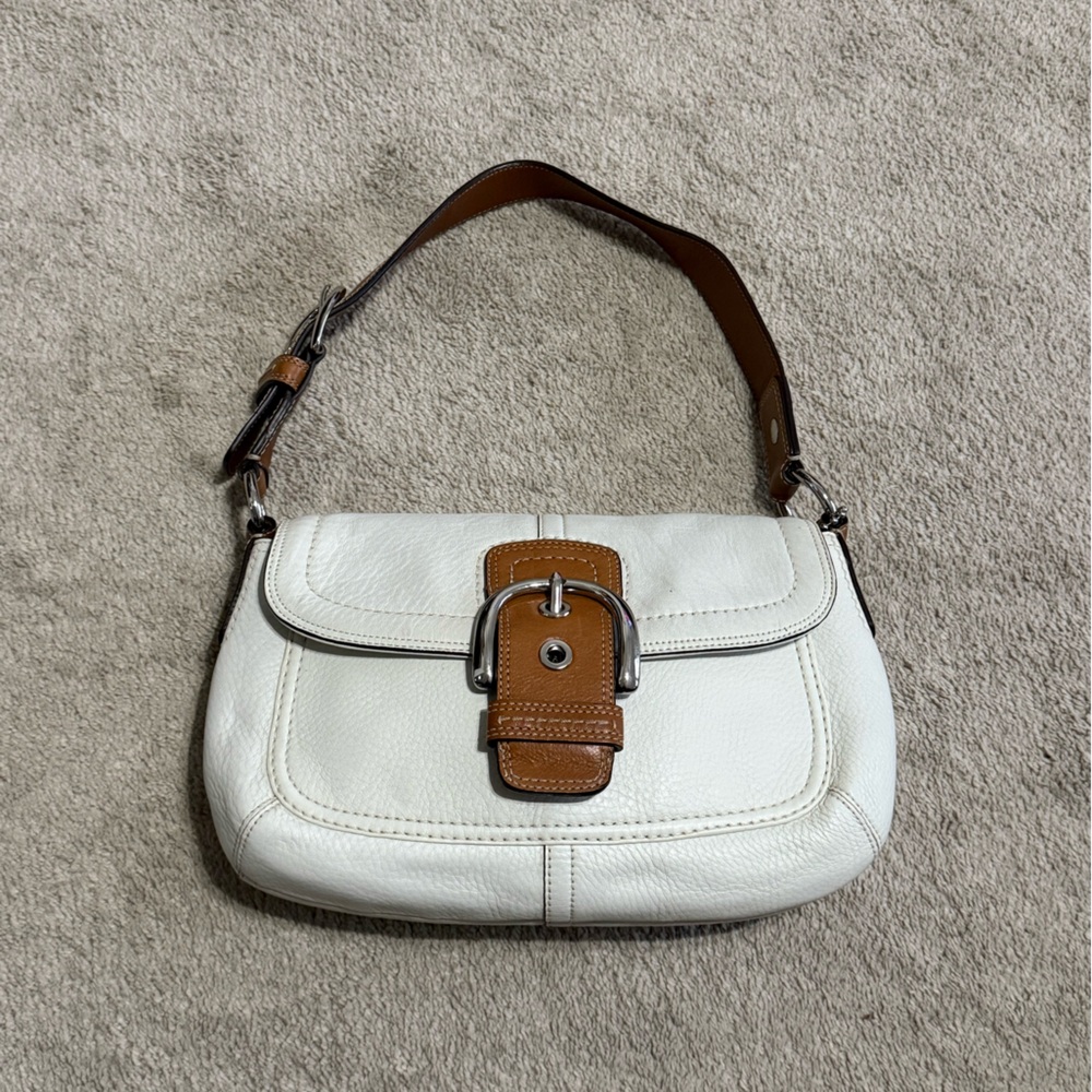 Coach White and Brown Shoulder Bag